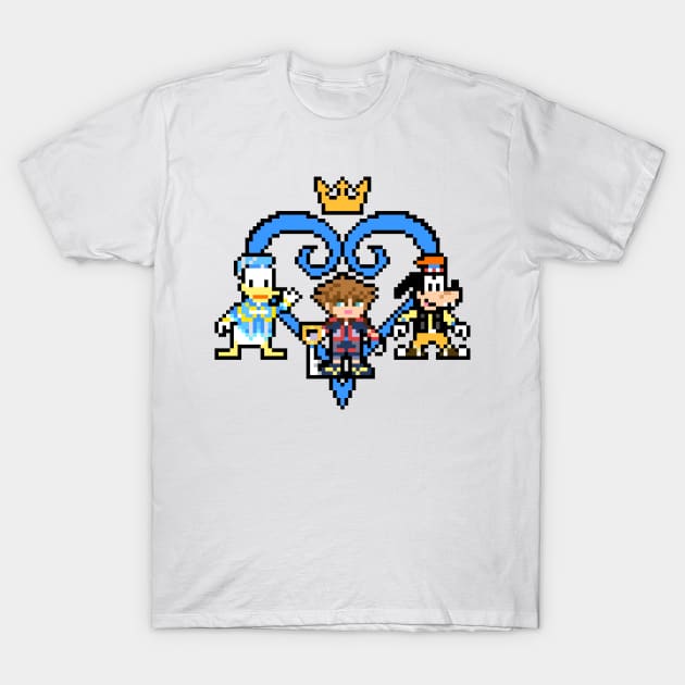 Kingdom Hearts Sora, Donald Duck & Goofy 8-Bit Pixel Art T-Shirt by StebopDesigns